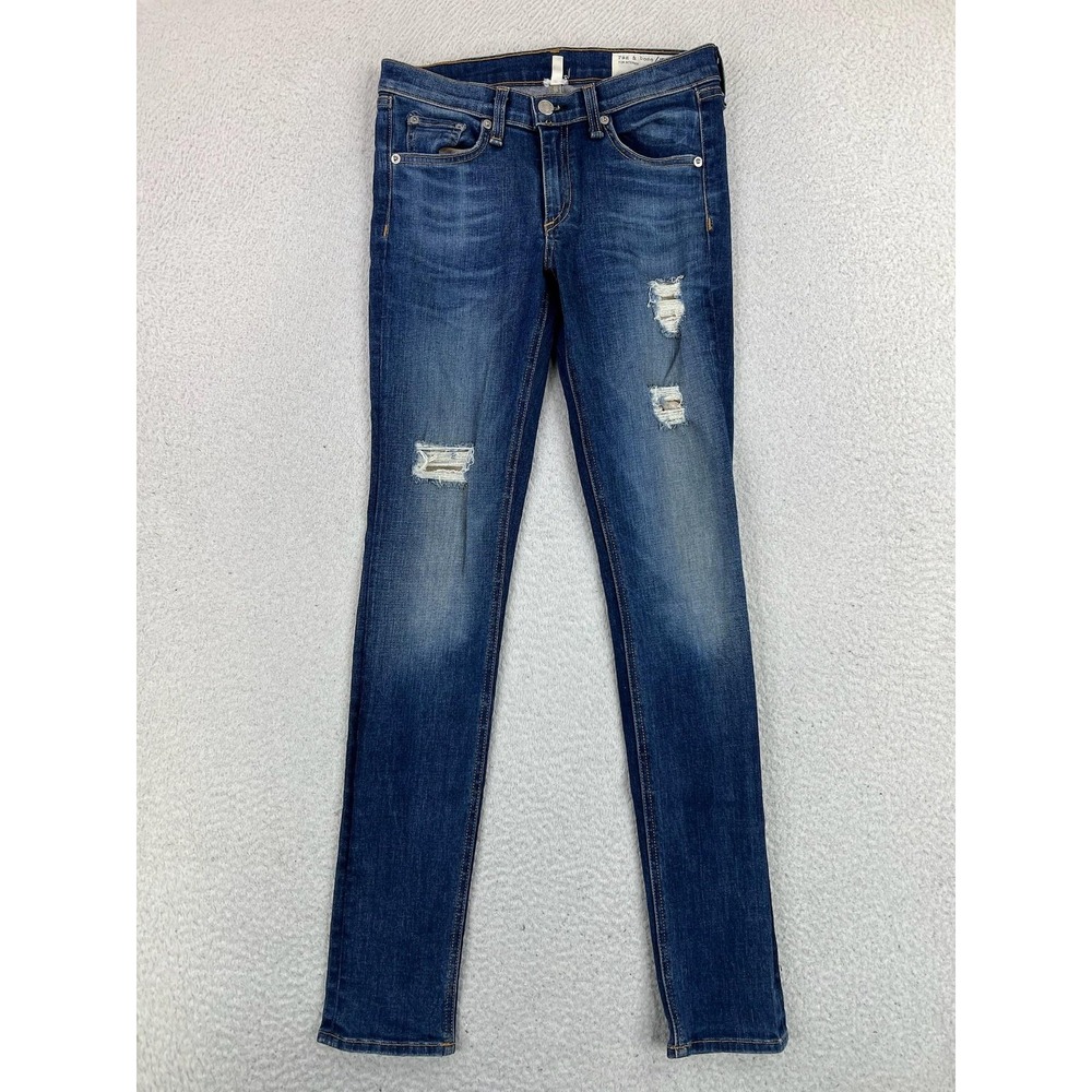 Rag & Bone Skinny Jeans Womens 27 Blue Silver Bullet Mid Rise Stretch Denim